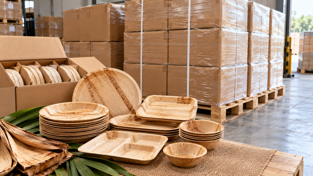 Export-ready areca leaf tableware for international buyers