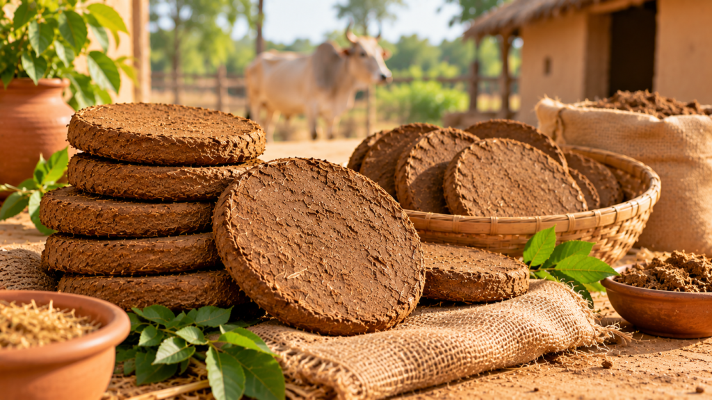 Authentic Indian gobar cakes as a traditional natural cultural product