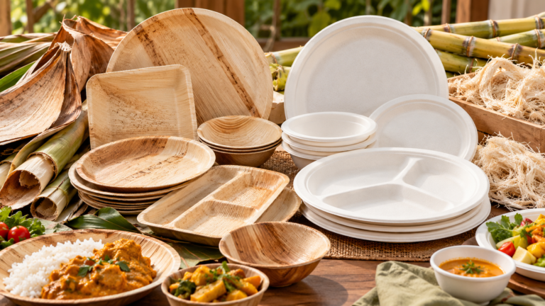 Areca leaf plates vs bagasse plates for sustainable food service